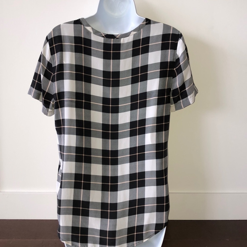 Equipment Plaid Silk Short Sleeve Blouse XS - Picture 4 of 6